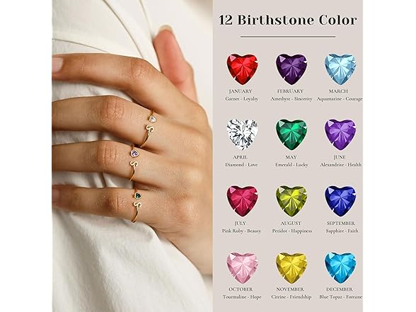JSJOY September Birthstone Rings