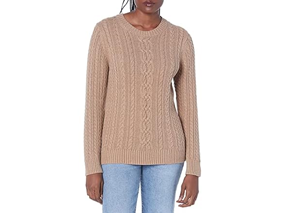 Amazon Essentials Women Soft Cotton Cable Sweater