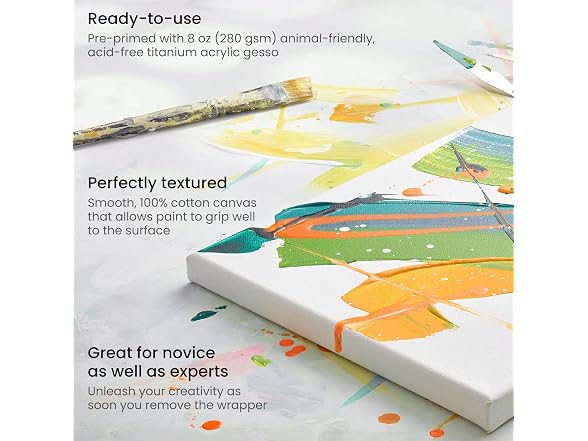 ARTEZA Stretched Canvas for Painting, 5 x 7 in 12Pk
