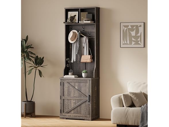 MOVECOM 77'' Farmhouse Hall Tree with Shoe Storage