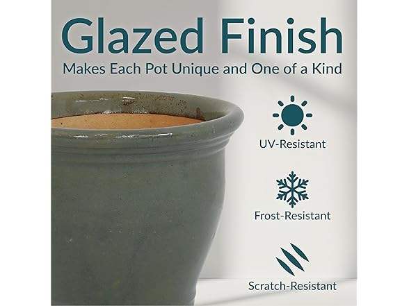 Sunnydaze Round Ceramic Planter - Set of 2