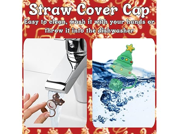 Christmas Straw Covers Cap Toppers