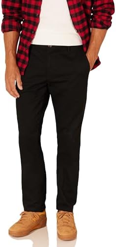 Amazon Essentials Men's Slim-Fit Wrinkle-Resistant Flat-Front Chino Pant, Black, 31W x 34L