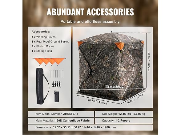 Hunting Blind, 270° Ground Blind, 1-2 Person Pop