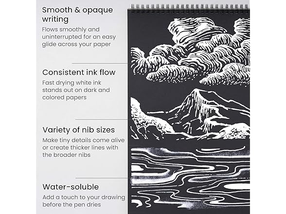 ARTEZA White Gel Pens, Pack of 3, White Rollerball
