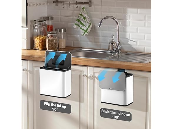 OUTLANE 1.3 Gallon Slim Hanging Stainless Steel Trash