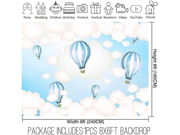 Allenjoy 96x72inch Hot Air Balloon