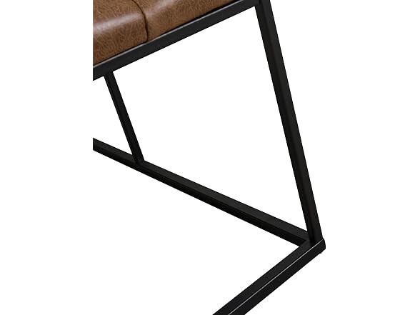 HomePop 58in Bench PU Leather Lt Brown