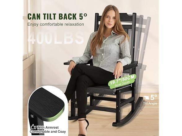 VEVOR 2 Pcs Porch Rocker, HIPS Outdoor