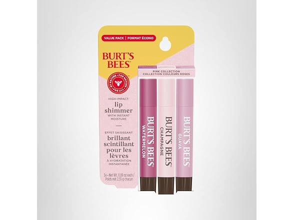 Burts Bees Lip Shimmer Pink Collection 3 Pack