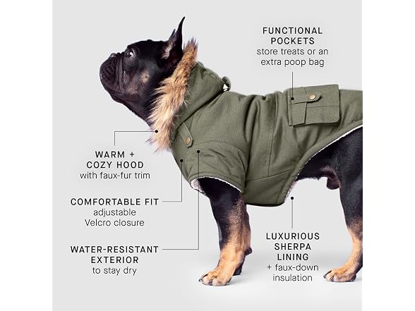 Canada Pooch Army Parka, Size 24 W, Green, D
