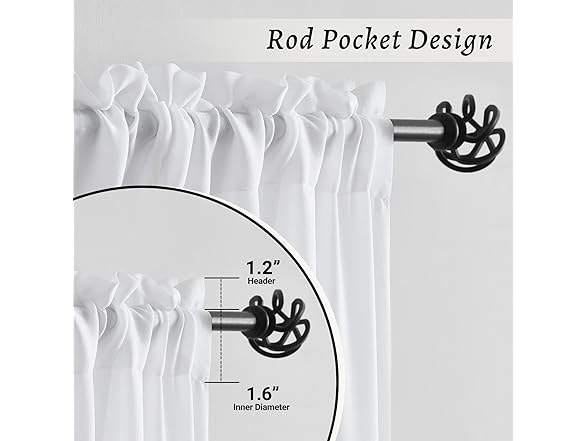 Melodieux White Curtain 2Pk, Choose Size