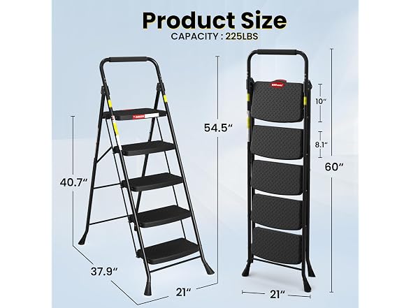 HBTower 5 Step Ladder Anti-Slip Pedal