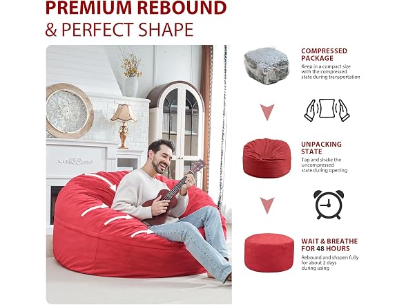 SIMFLAG Red 5FT Bean Bag Chair - Gallery 6
