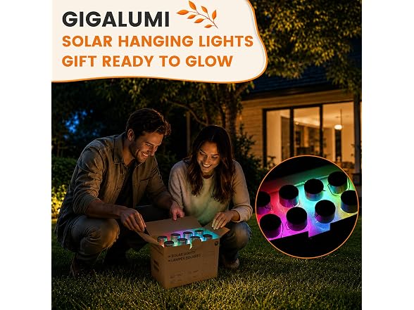 GIGALUMI Solar Hanging Lights, 24 Pc