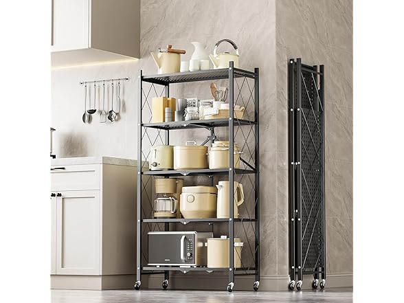 HealSmart Heavy Duty 5-Tier Foldable Metal Rack