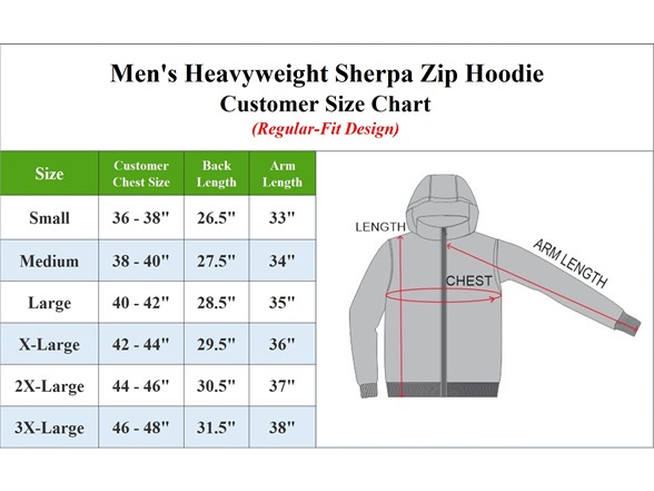 Mens Heavyweight Sherpa Zip Hoodies (S-3XL)