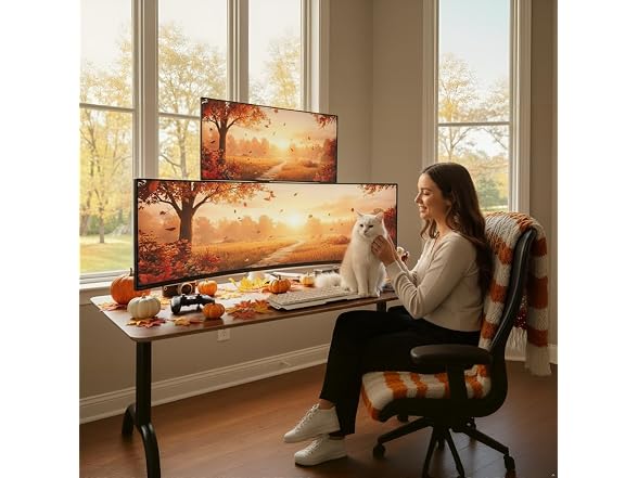 ARES WING 17" to 49" White Stacked Dual Monitor Arm 