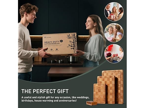 3 Pack Bamboo Cutting Board Set