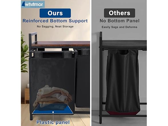 Whitmor Laundry Sorter, 138L Laundry Hamper with Shelf