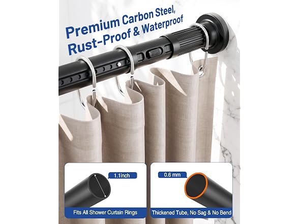 Luxspire Shower Curtain Rod No Drill, 39-86 Inch T
