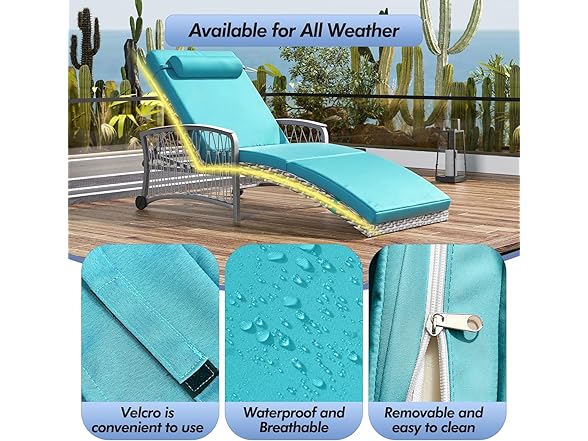 zzwhom 8001 ZZWHOM Wicker Outdoor Chaise Lounge Set of 2