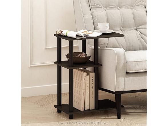 Furinno Turn-N-Tube C Shaped Side Table with Casters