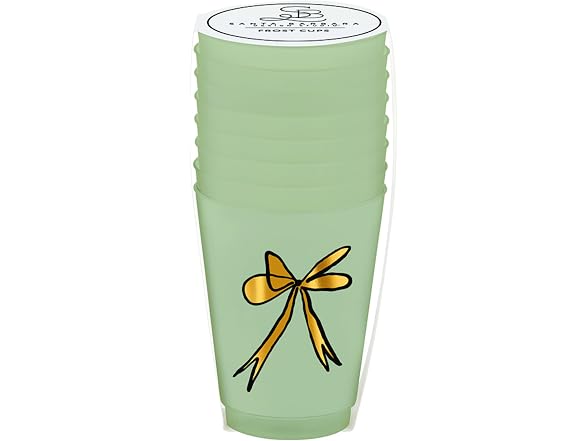 Holiday 8-Count Gold Foil Embellished Plastic Frost Beverage Cups