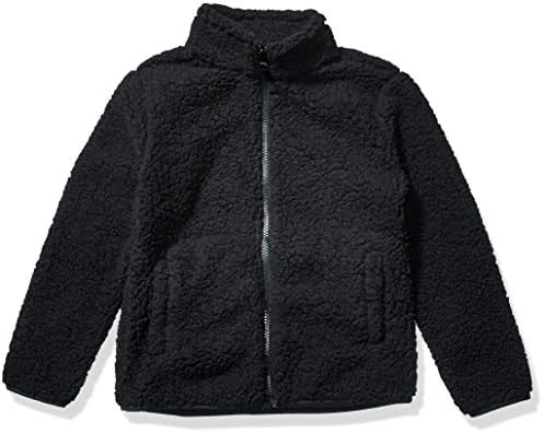 Amazon Essentials Girls' Sherpa Fleece Full-Zip Jacket, Black, X-Small