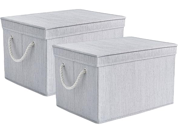 JS HOME 2 Pack Large Storage Baskets for Shelves