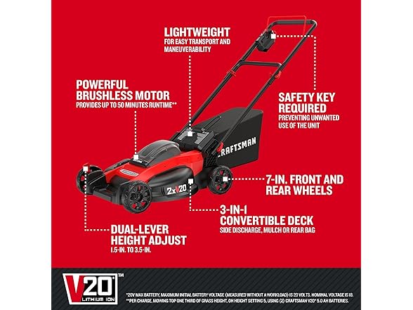 CRAFTSMAN CMCMW220P2 20 in. Brushless Push Mower