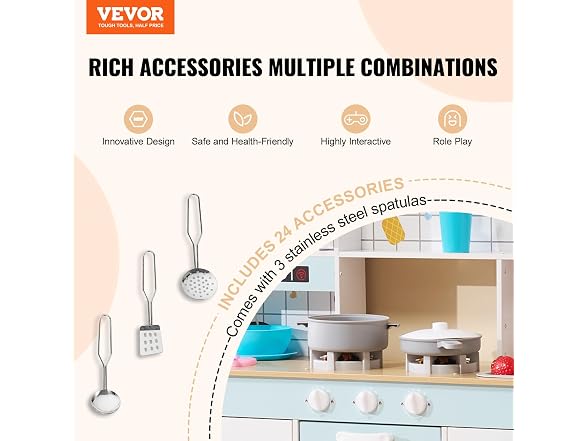 Play Kitchen for Kids, Wooden Toy Kitchen Set