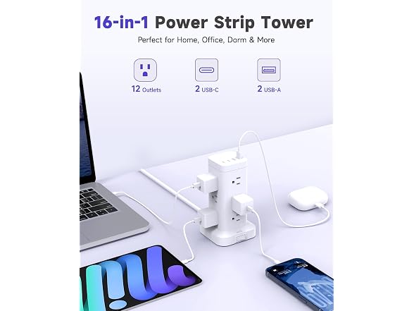 TAGZILO Tower Power Strip PD30W 12-Out