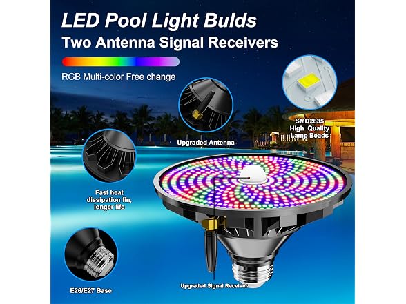 Jadisi LED RGBW Pool Light Bulb for