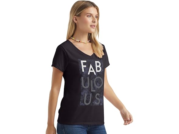 Hanes Women (M) Short Sleeve Graphic V-neck Tee