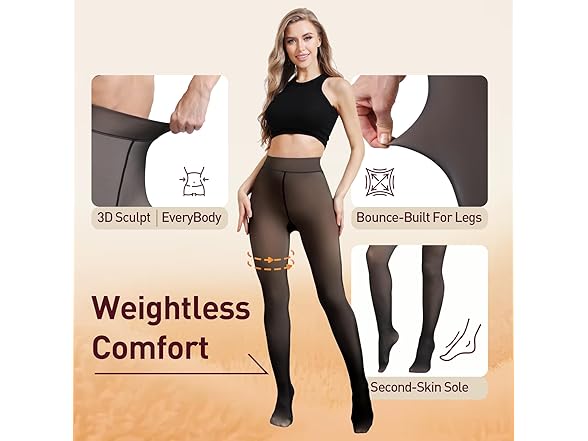 Translucent Fleece Lined Tights Women