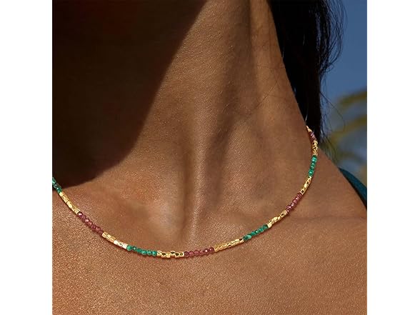 OSIANA Beaded Gemstone Choker Necklace