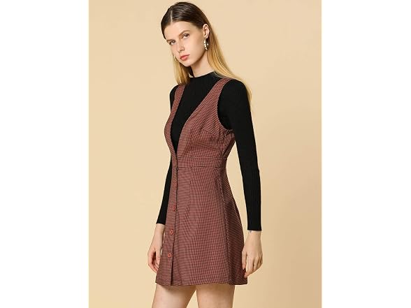 Allegra K Women (XS) Overalls Suspenders V Dress
