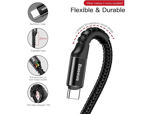 Baseus USB Type C Cable for Car, Galaxy