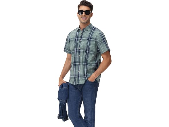 Mcedar Men (M) Slim Button Down Shirts Short Shirt