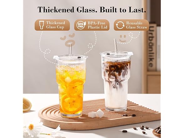 GOSCHE 20oz Iced Coffee Cups w/Straws