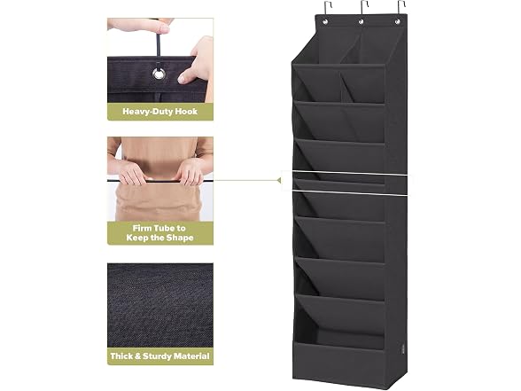 STORAGEIDEAS Door Shoe Organizer Black, 8 Layers, 2-Pack