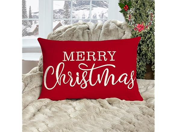 Red Christmas Lumbar Pillow Cover