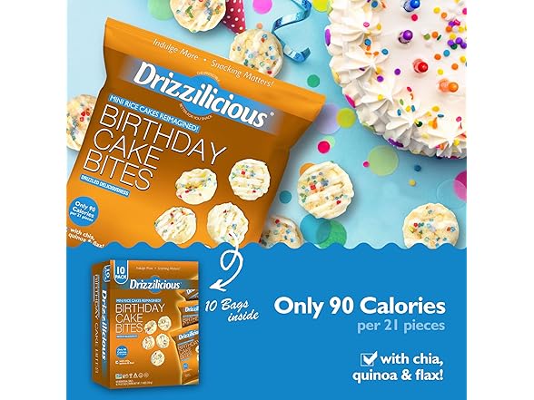 Drizzilicious Birthday Cake Rice Cakes 10pk