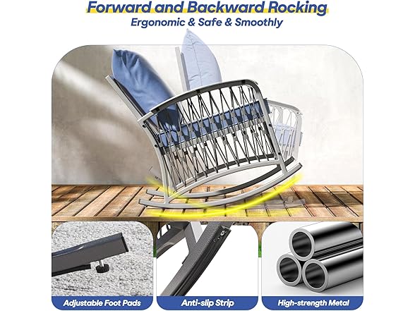 zzwhom 3 PCS Outdoor Rocking Chairs Patio Bistro Set