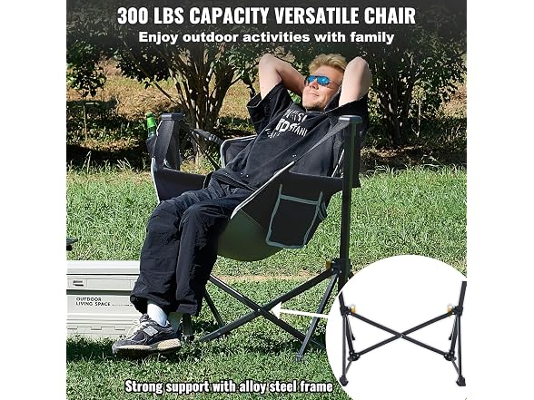 Reclining Camping Chair, 300 lbs Load Camping