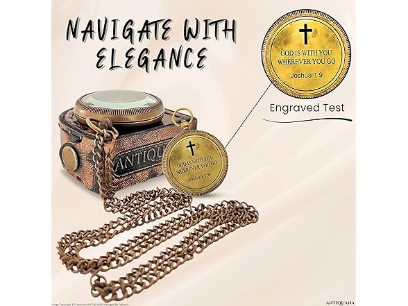ANTIQUANA Brass Compass in Case
