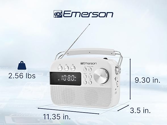 Emerson EAS-3010 BT Radio w/MP3 White
