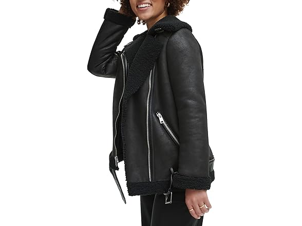 Levis Womens Faux Shearling Moto