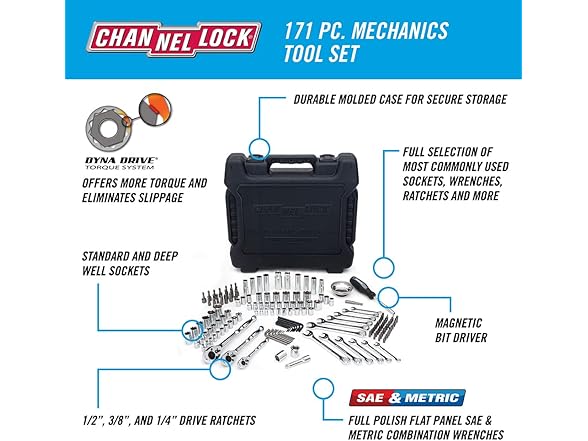 CHANNELLOCK GP-7 6-Piece Professional Tool Set With Roll - Includes Pliers, Wrench & Screwdriver